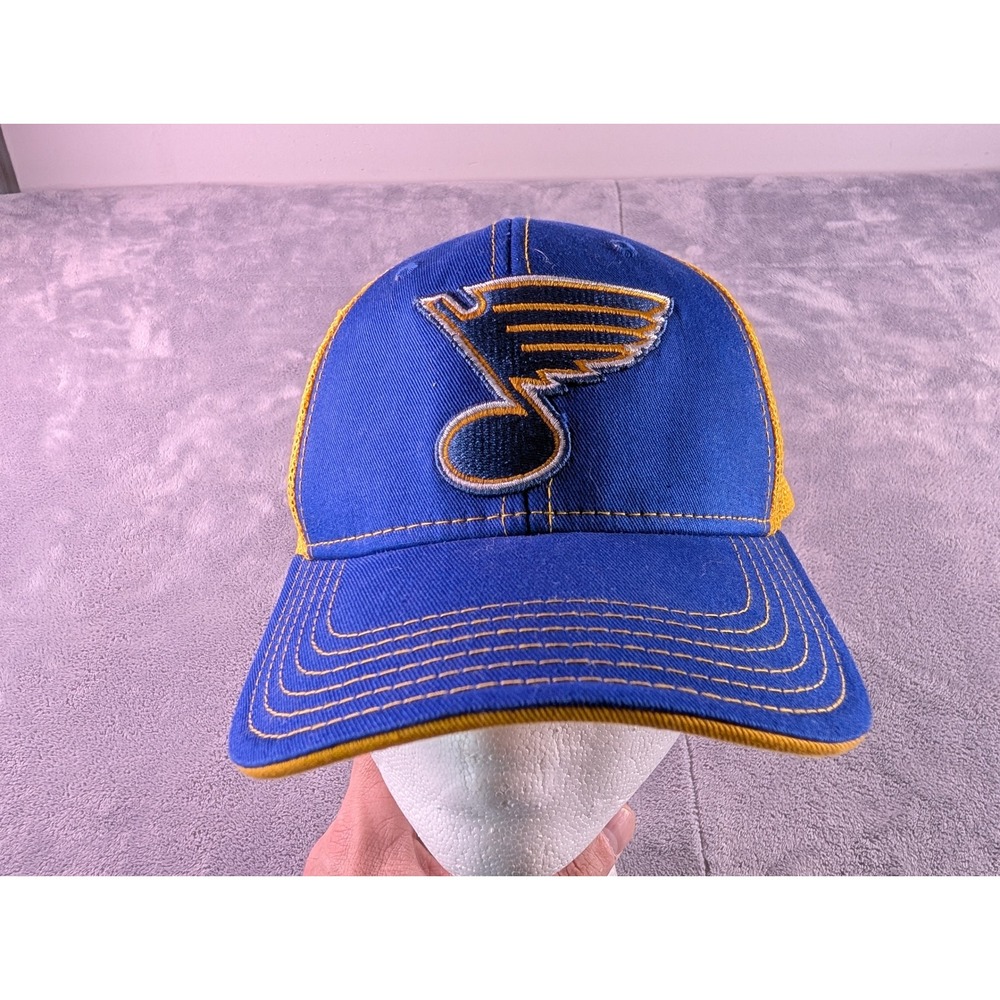 NHL St Louis Blues Youth Trucker Hat Blue Yellow Snapback Mesh Cap Hockey